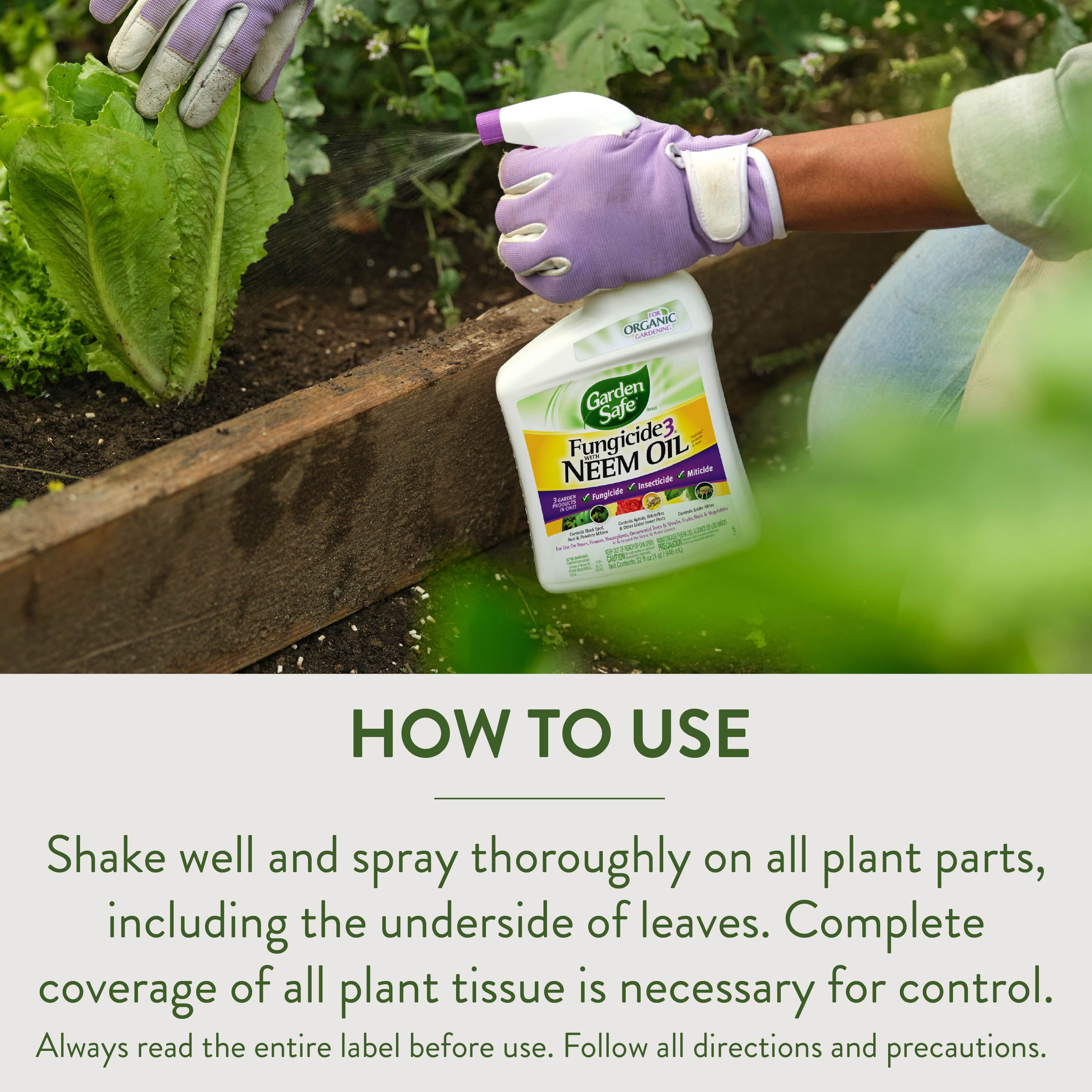 Garden Safe Brand Fungicide3 with Neem Oil Spray, 32 fl oz
