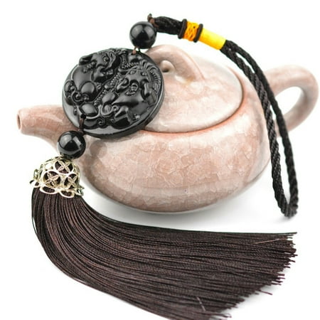 

Naierhg Pi Xiu/Buddha/Bodhisattva Natural Black Obsidian Stone Pendant Amulet Necklace
