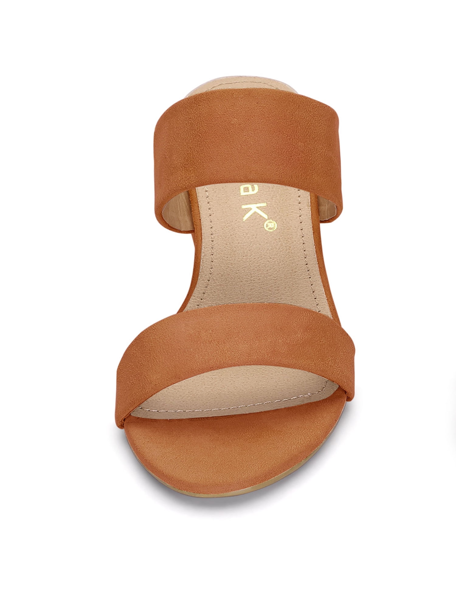 DARING DIVA Stylish Women's Block Heel Dual Straps Slide Sandals 7.5 Orange