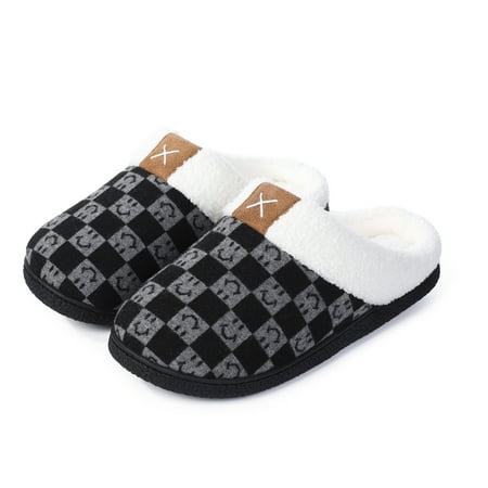 

Kitsin Womens Memory Foam Slippers House Slippers Anti-Skid Slip On Plush Scuff Bedroom House Shoes Indoor Outdoor Rubber Sole