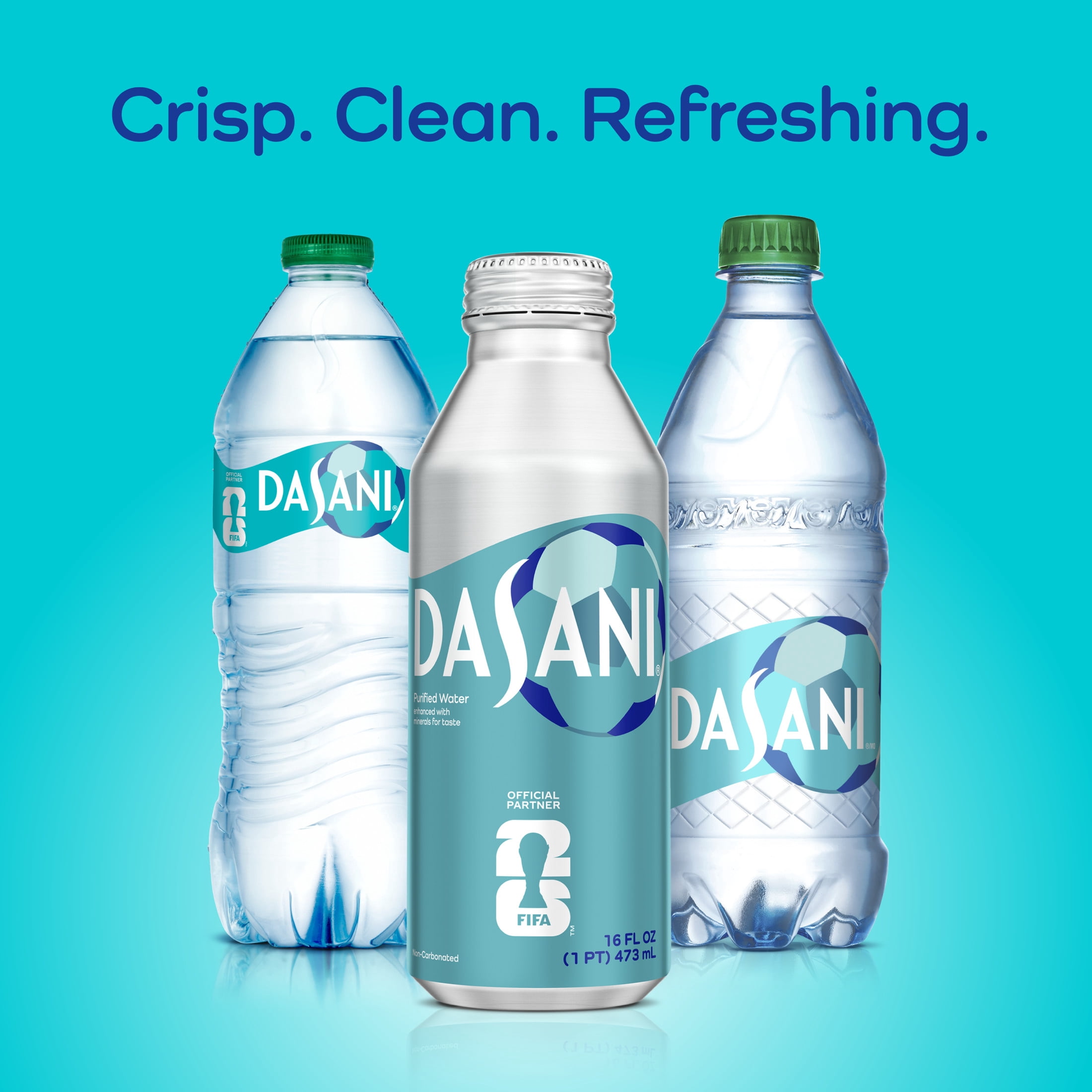 Dasani Purified Water Aluminum Bottle, 16 fl oz 12 pack