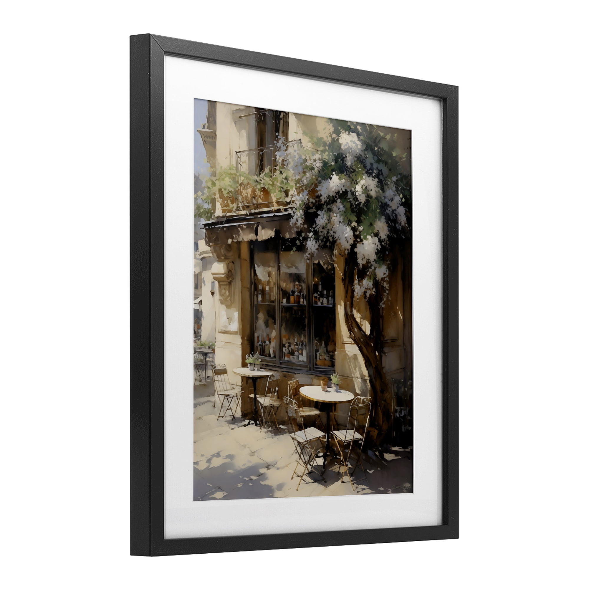 Stupell Industries Sunlit French Cafe Terrace Black Framed Print Under Glass, design by Creative Studio