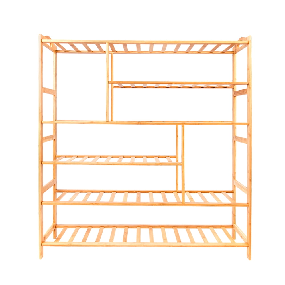 Kepooman 6-layer Portable Bamboo Splint Multi-function Shoe Rack, Wood Color Kepooman 6-layer Portable Bamboo Splint Multi-function Shoe Rack, Wood Color