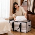 thumbnail image 7 of Clear Plastic Storage Bag,Transparent Zippered Organizing Tote,Space Saving Closet Organizer for Clothes Bedding and Travel Packing, 7 of 7