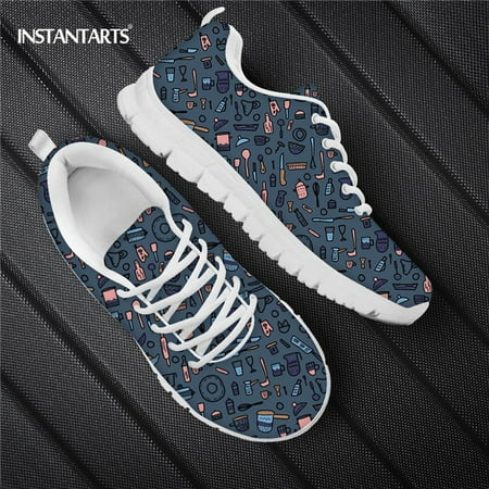 

Flats Shoes for Women Cute Cartoon Cooker Patterns Lace Up Woman Jogging Shoes Walk Sneakers Breathable Summer Sneaker Light