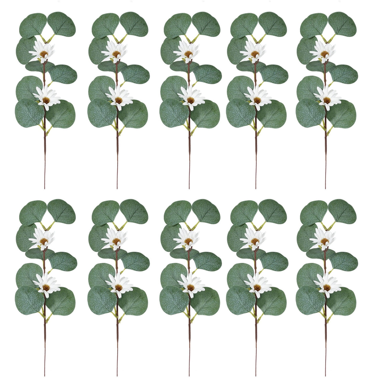 Visland 10PCS Fake Eucalyptus Leaves Stems, Artificial Greenery Stems
