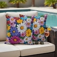 thumbnail image 4 of Colorful Spring Floral Outdoor Waterproof Pillow Covers, Modern Oil Painting Flowers Decorative Square Throw Pillowcase Sofa Cushion Sham for Patio/Couch/Chair, 26"x26" 2 Pack, 4 of 8