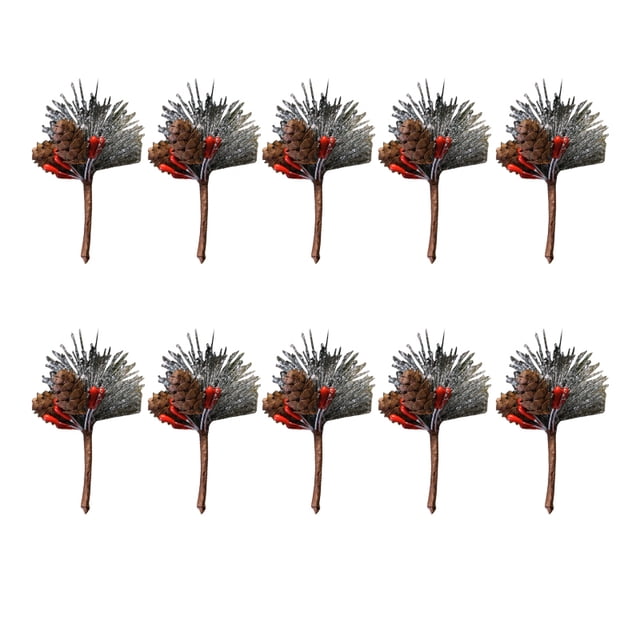 Artificial Pine Cone Christmas Picks Simulation Berry 10pcs PVC DIY Florist Decoration Mini Home Decor Pendant