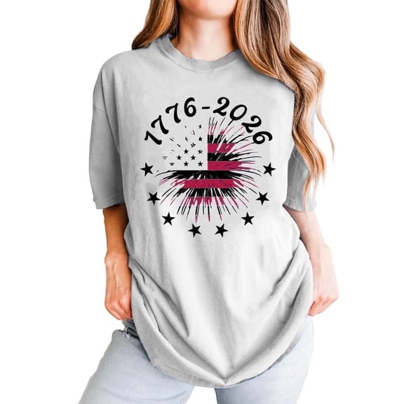 MuXiKeJi Clothes Patriotic T Shirt for Women 250th Anniversary USA Shirt Short Sleeve Casual Tops for Fourth of July Celebration