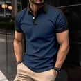 thumbnail image 2 of Huresd Men's Short Sleeve Polo Shirts Casual Slim Fit Fashion Cotton Shirt Navy 3XL, 2 of 5