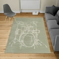 thumbnail image 2 of Rock Music Turkish Area Rug, Doodle Drawing Sketch Drummer Musical Inspirations Monochrome Arrangement, Soft Carpet for Living Room Decor with Distressed Look, 6.6' X 9.6', Dark Eggshell, by Ambesonne, 2 of 4