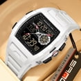 thumbnail image 2 of Men Watches Business Dress Chronograph Big Square Quartz Analog Male Watch Silicone Strap Waterproof Date Gift Mens Wrsit Watch, 2 of 6