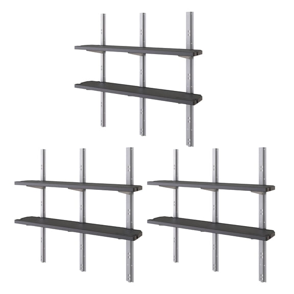 Suncast Vertical Shed 6 Shelf Kit Space Saving Wall Mount Outdoor Storage, Black