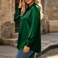 thumbnail image 3 of AKOEE Plus Size Shirts for Women Button Down Dressy Casual Soft Satin Long Sleeve XL-5X Lapel Collar Blouses (3XL, Green), 3 of 8