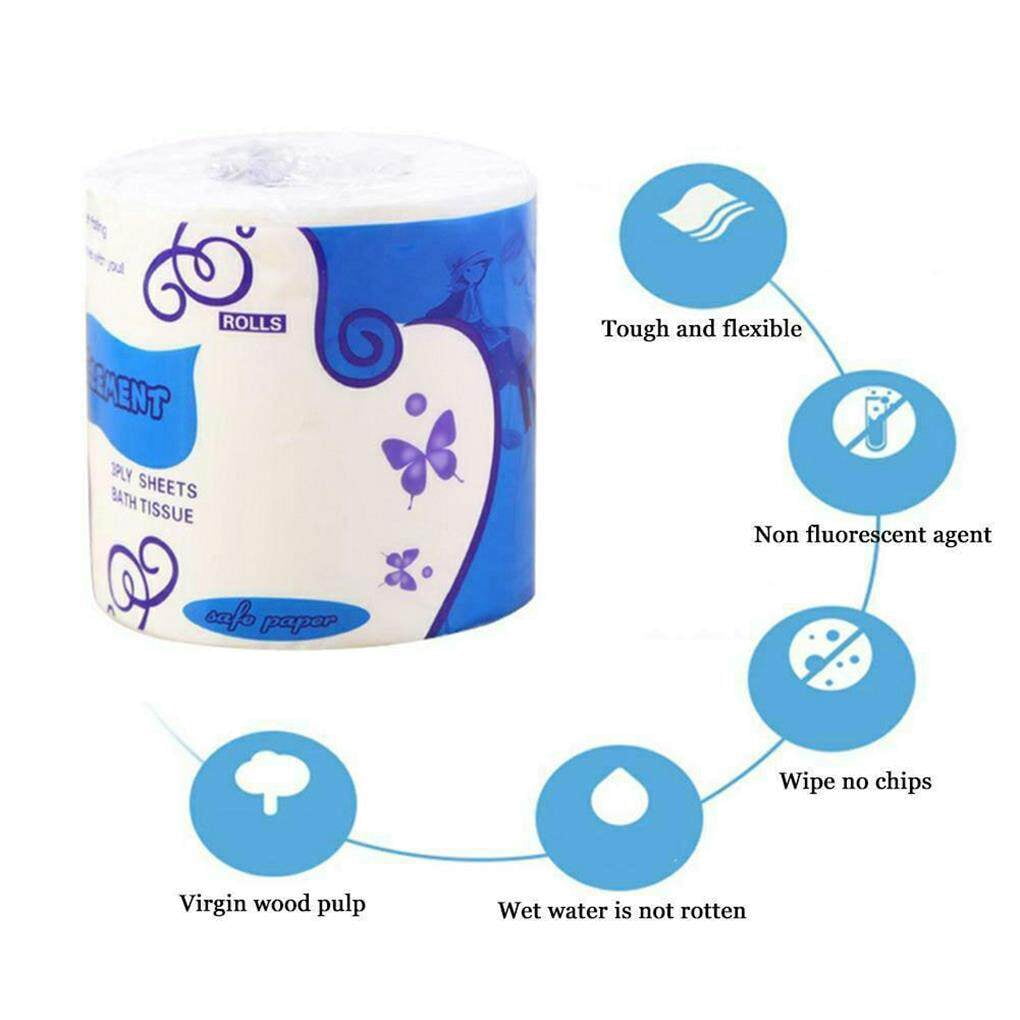 Langgg 10 Rolls 3-Ply Toilet Paper Home Kitchen Toilet Tissues Soft Highly Absorbent Hand Towels