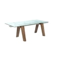 thumbnail image 5 of Milan 63" Steel and Glass Dining Table w/ Sawbuck Design Base in Walnut/Clear, 5 of 11