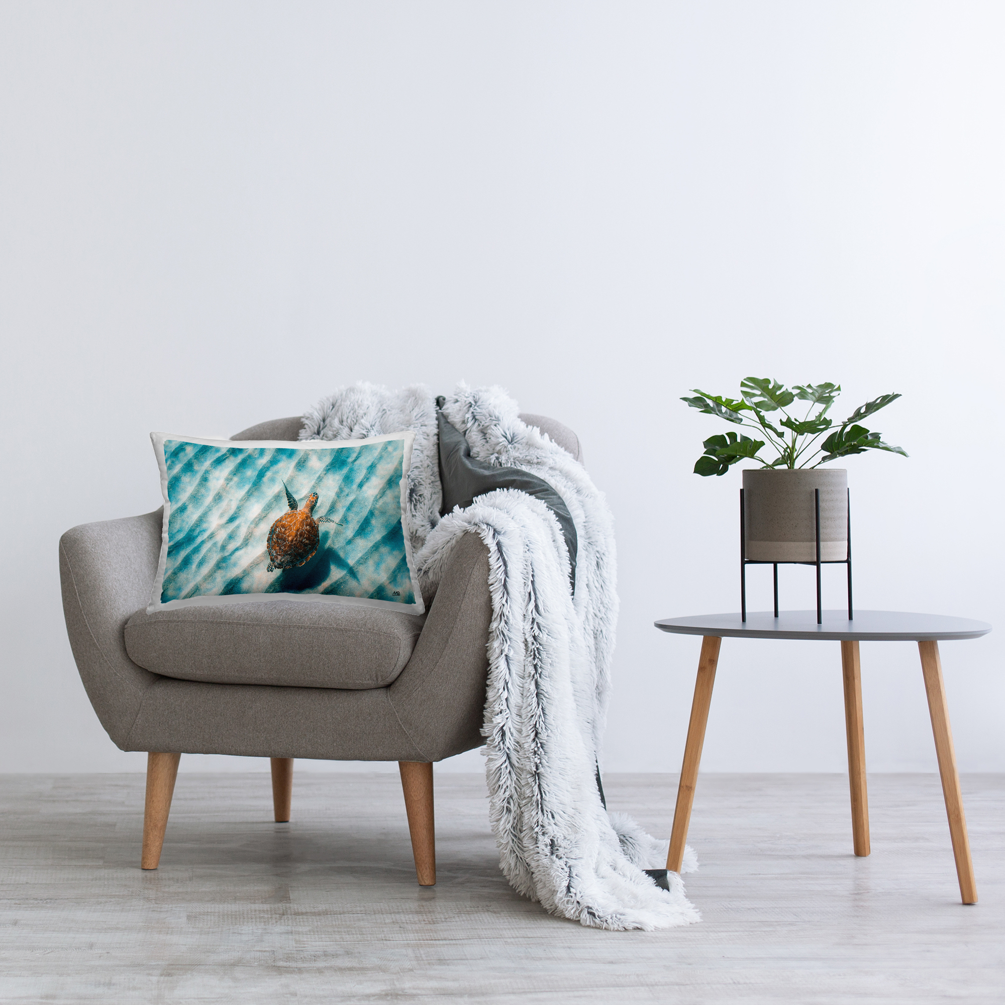 Stupell Industries Sandbar Sea Turtle Decorative Printed Throw Pillow Design by Max Blakesberg Studios.