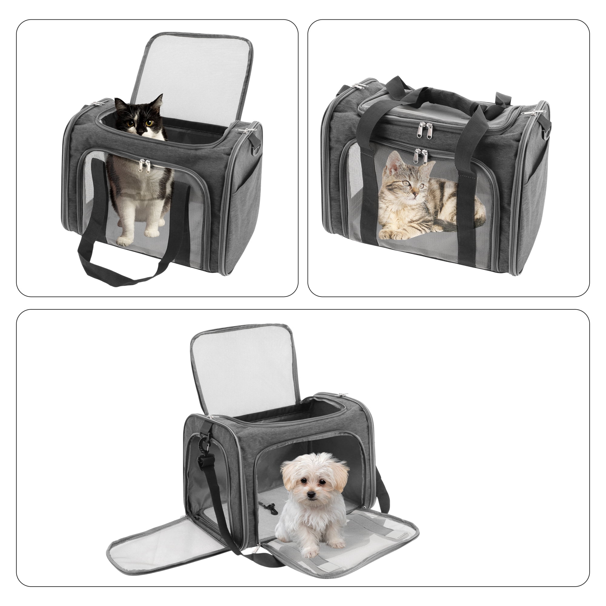 Unique Bargains Foldable Transport Box with Removable Plush Mat Gray