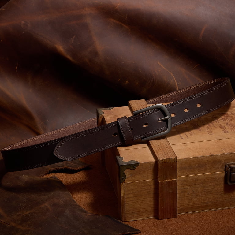 FIANMY Men's Full Grain Leather Belt, Handmade Casual photo 5