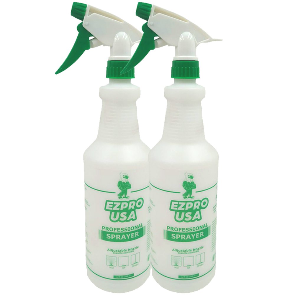 Green 32 oz Empty Plastic Spray Bottle for Cleaning Solutions Measurements 2 Pack