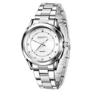 EEEkit Classic Quartz Wristwatch, Women Watch Solid Stainess Steel Band Luminous Pointer 30m Waterproof, Gifts