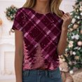thumbnail image 2 of larppty Christmas T Shirt for Women Christmas Short Sleeve Xmas Graphic Print T Shirt Vacation Outfits (Hot Pink, S), 2 of 7