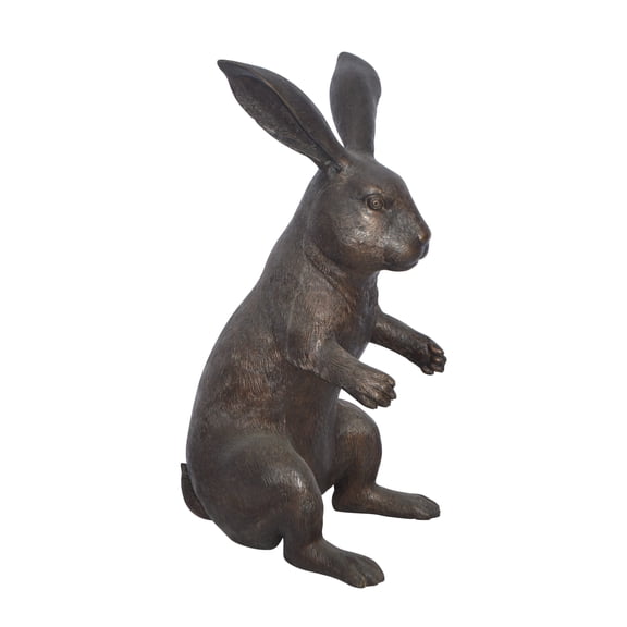 Nifao Rabbit looking down bronze statue – Home Decor Sculpture, 10"L x 12"W x 20"H