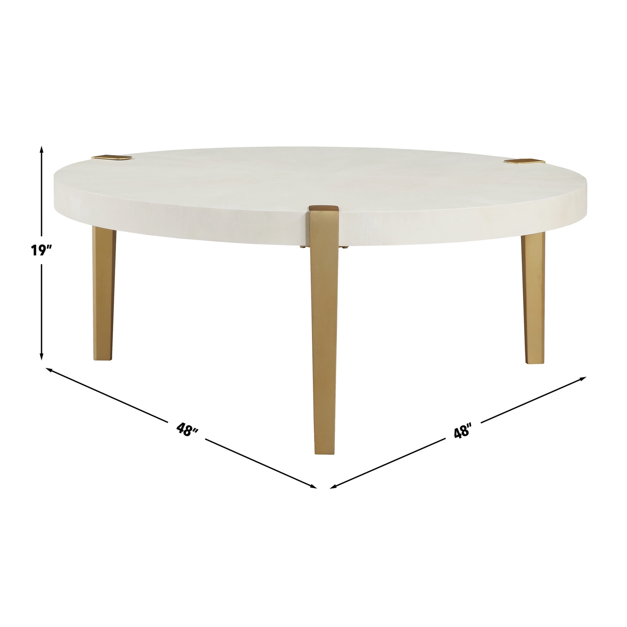 Steve Silver Gracie Modern Round Coffee Table with Sunburst Design, Washed White