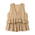 thumbnail image 4 of Womens Cotton Linen Tank Top Sleeveless V Neck Babydoll Peplum Blouse Loose Fit Ruffle Hem Flowy Summer Tops, 2026 New Limited-time Off, 4 of 7