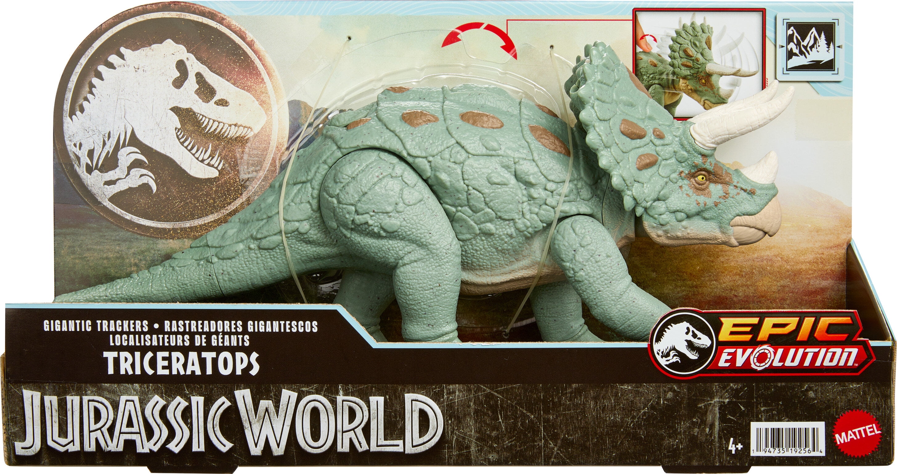 Jurassic World Gigantic Trackers Triceratops Dinosaur Action Figure Toy, Large Species