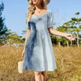 thumbnail image 4 of Vestido de manga corta con pintura de acuarela que agrieta el hielo Vestidos largos con velo Vestido de mujer, 4 of 7