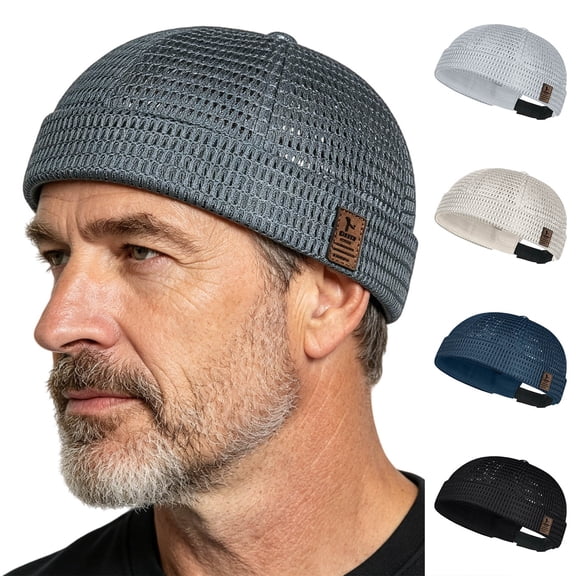 ManxiVoo Breathable Mesh Brimless Summer Hat for Men Lightweight Cap for Outdoor Daily Wear and Travel