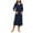 Navy-womens pajamas, variant on Women Zipper Robe Short Sleeve Housecoat Casual Bathrobes Zip Front Nightgown with Pockets
