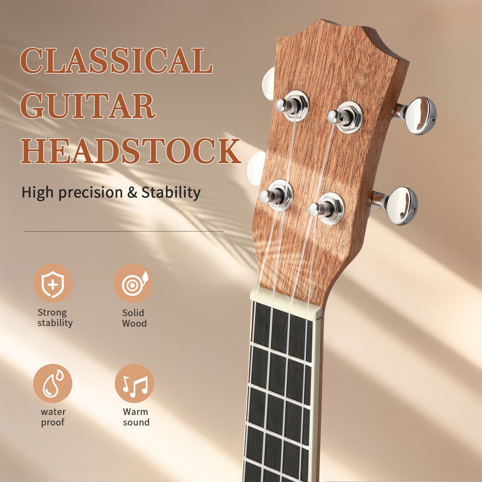 23-inch Ukulele, Mahogany Body 16-Fret 4-String Instrument with Complete Accessory Kit