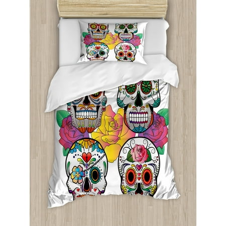 Sugar Skull Duvet Cover Set Different Types Of Skulls Rich And