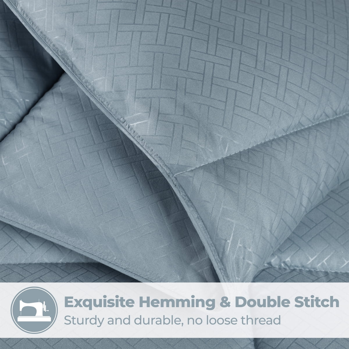 Superior Basketweave Plush Down Alternative Comforter, King, Smoke Blue