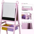 thumbnail image 6 of ALPULON Double Sided Easel for Kids, Standing Toddler Easel with Paper Roll, Magnetic Whiteboard, Chalkboard & Storage Baskets, Pink, 6 of 8