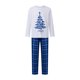 thumbnail image 1 of Conjunto de pijamas navideños familiares a juego con estampado de árbol de letras. Pijamas de vacaciones a cuadros para papá, mamá y niños., 1 of 8