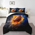 thumbnail image 2 of Erosebridal 3D Fire Rugby Bedding Comforter Set, Football Lover Comforter Sets , Soccer Sport Reversible Down Comforter, Ultra Soft Room Decorative, 2-Piece, 2 of 8