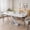 White, variant on 47.25 "-63" Dining Table, Original Wood Color, Seating 4-6 People, Retractable Table, Cross Metal Base and Stainless Steel Tubing(Natural)