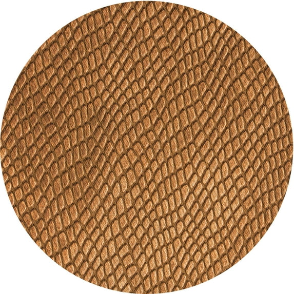 Ahgly Company Machine Washable Indoor Round Transitional Orange Area Rugs, 8' Round