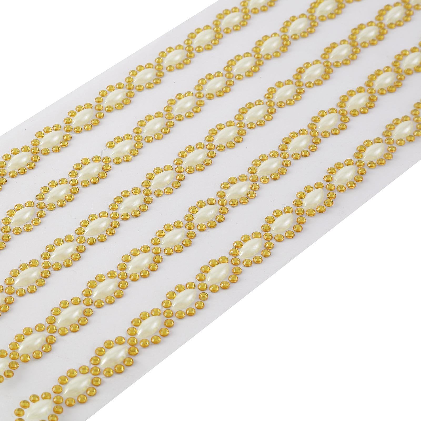 5 Strips Stick on Rhinestone Gems Oval Self Adhesive Diamond