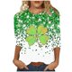 thumbnail image 3 of TaTaai Women Crew Neck 3/4 Sleeve St. Patrick's Day Green Print Loose Top Casual Fashion T-Shirt Ladies Spring Holiday Gathering Wear Lightweight Breathable Non-See-Through No Fading Top Gift, 3 of 5