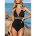 Cupshe Women's One Piece Swimsuit Gold ContrastStitching Scalloped