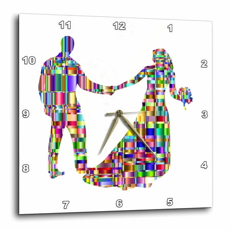 3drose, Image of Metallic Prism Bride and Groom, 10x10 Wall Clock