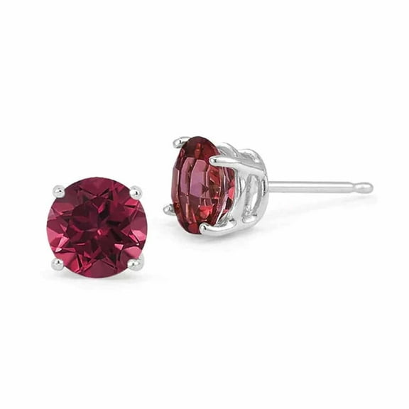 Paris Jewelry 14k White Gold Created Ruby Round Stud Earrings 4mm Jewelry plated