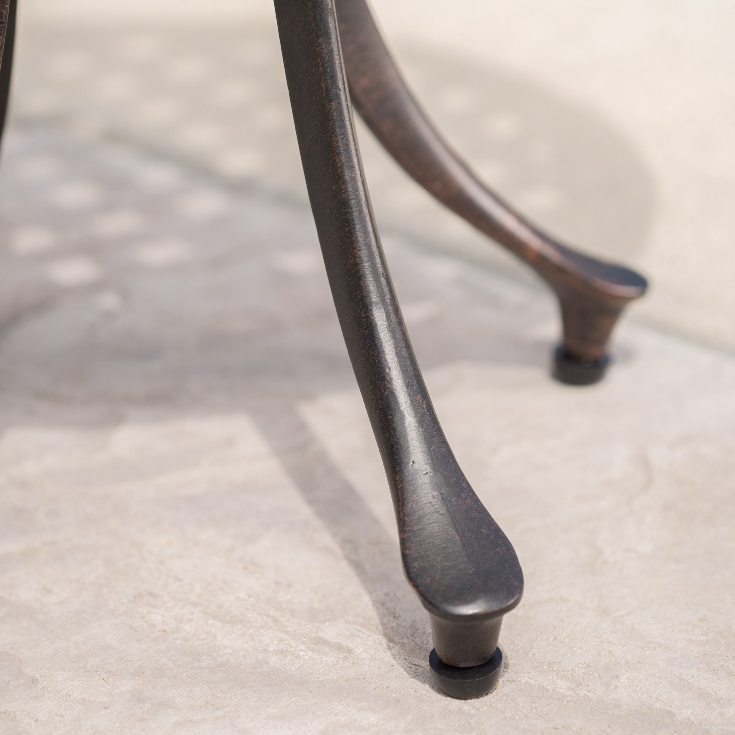 Noble House Classic Easy to Move Cast Aluminum Round End Table, Bronze