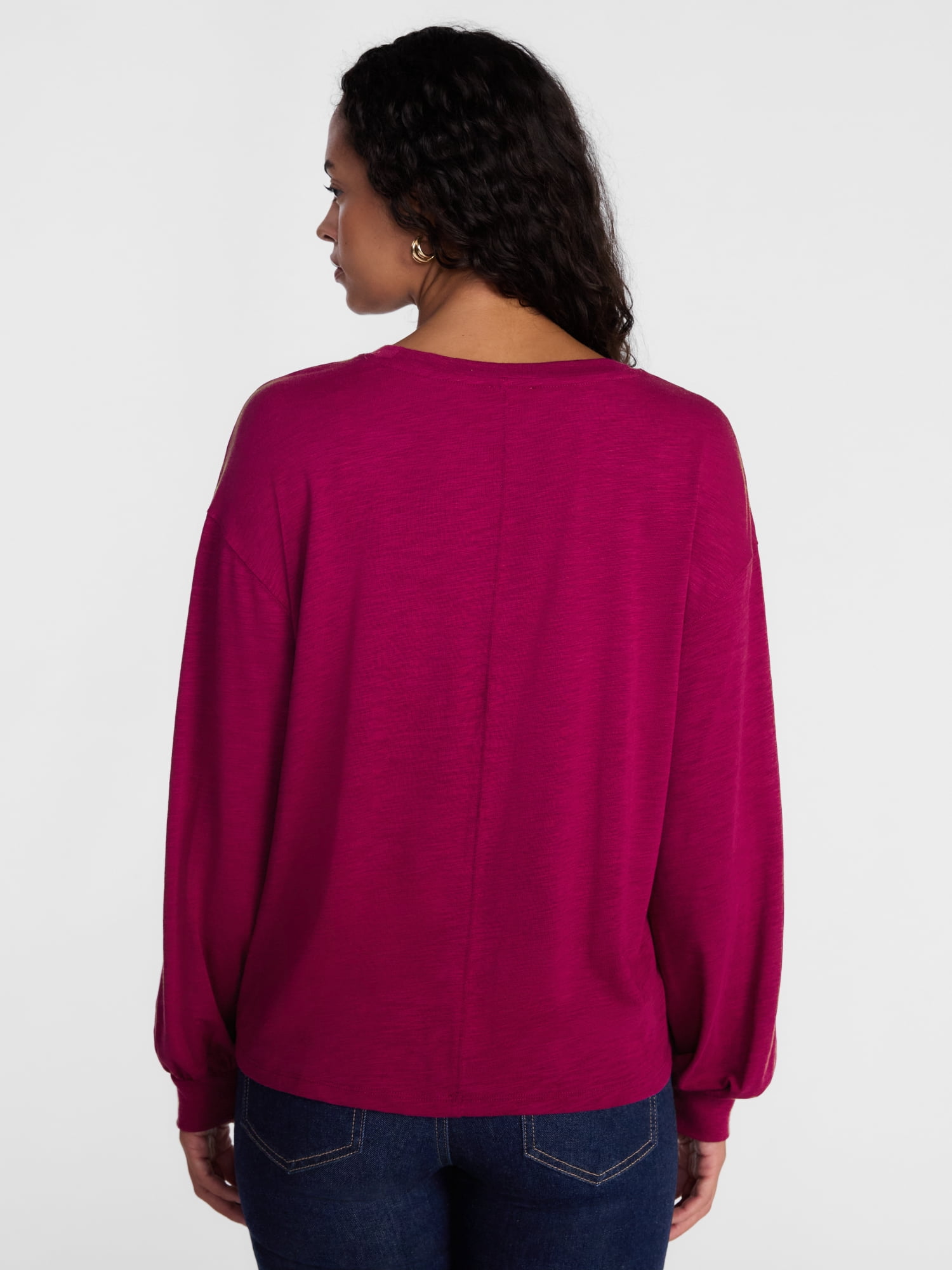 Scenario Women's Oversized Tee with Long Sleeves, Sizes XS-XXXL
