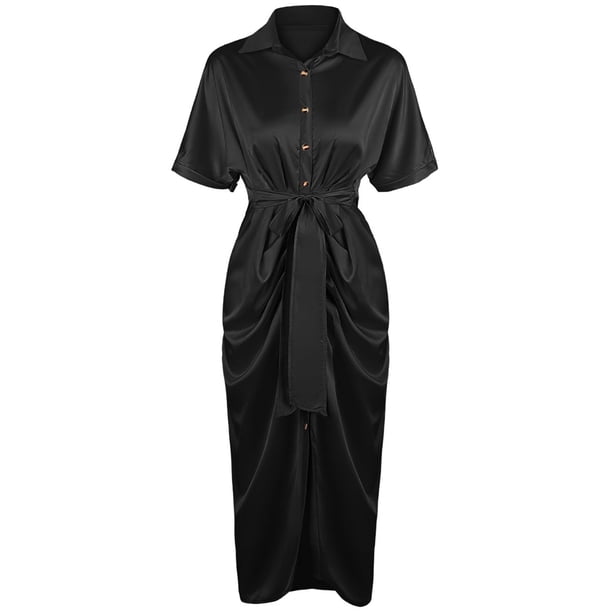 satin shirt wrap dress Steph Shirt Wrap Dress 8 / Empress Violet