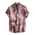 thumbnail image 2 of Handshe Men's Hawaiian Shirt Tops Vintage Short Sleeve Button Down Beach Shirt Male Tropical Floral Summer Pullover Party Holiday, 2 of 8